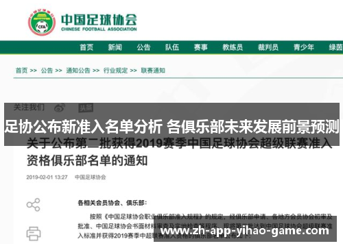 足协公布新准入名单分析 各俱乐部未来发展前景预测